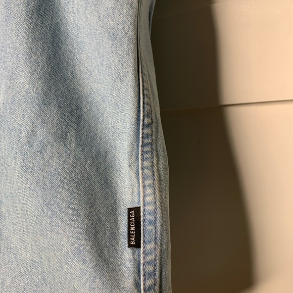 Balenciaga Logo Light Blue Denim Shirt - Picture 2 of 10